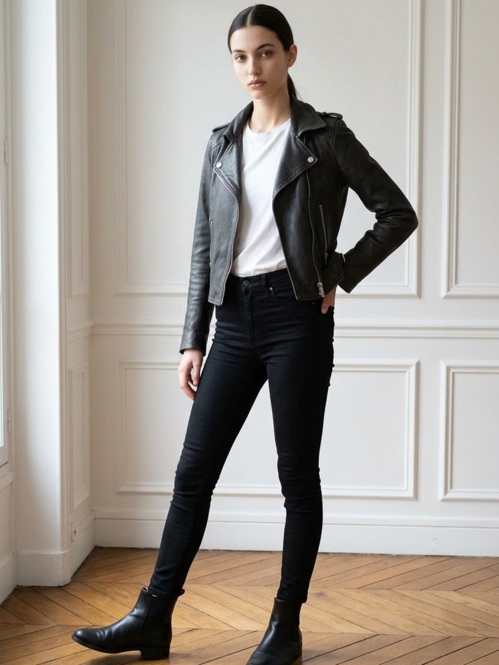 Mango Black Leather Moto Jacket for Women